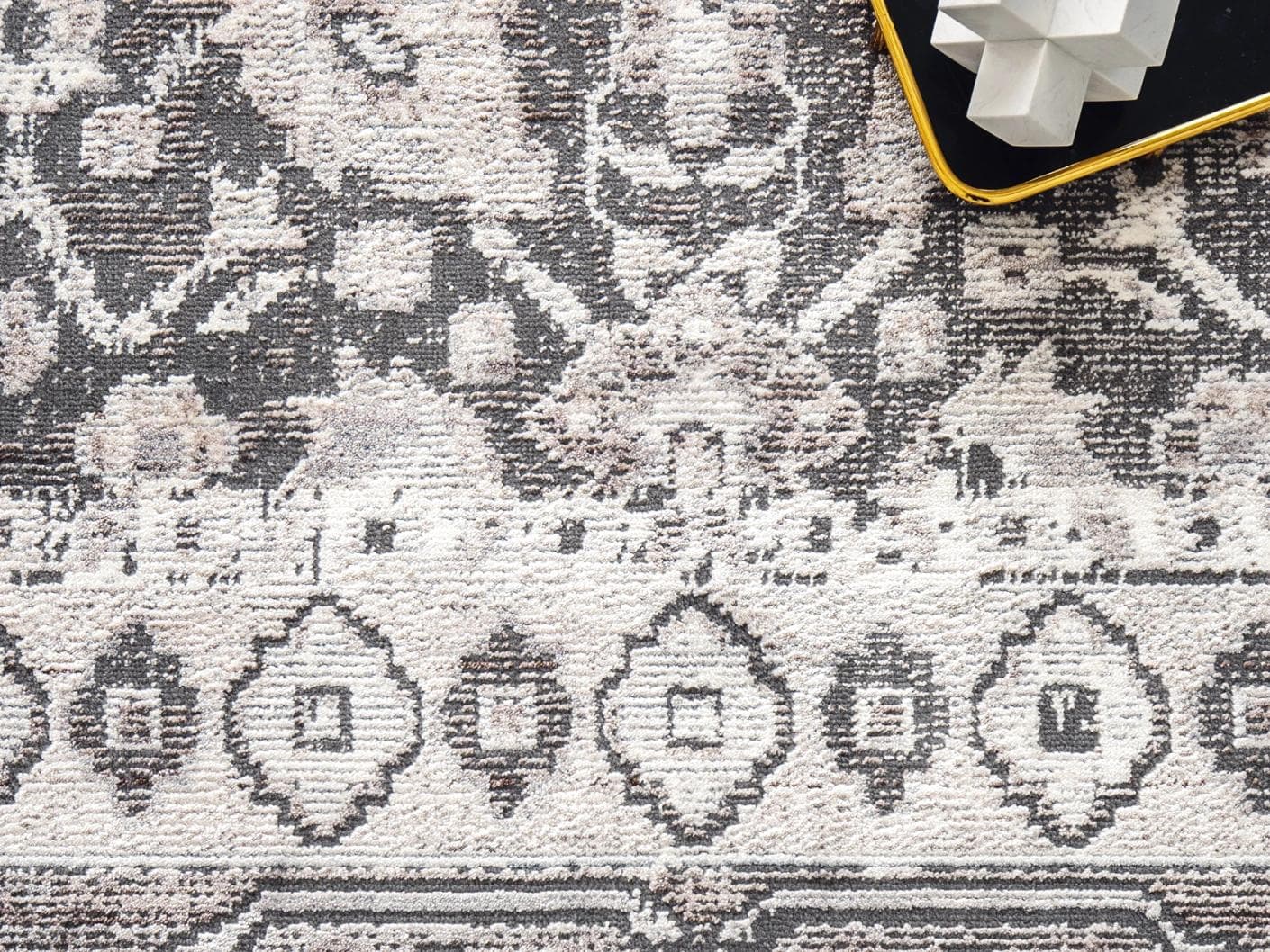 Jerik Ashton carpets in grey, shown in a lifestyle top view as image 3