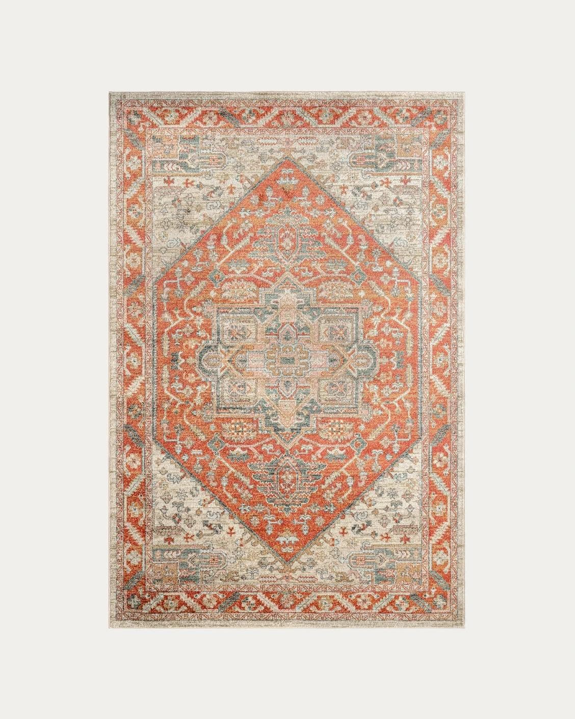 Julian Copper carpets in red and beige, shown in a product top view as image 1