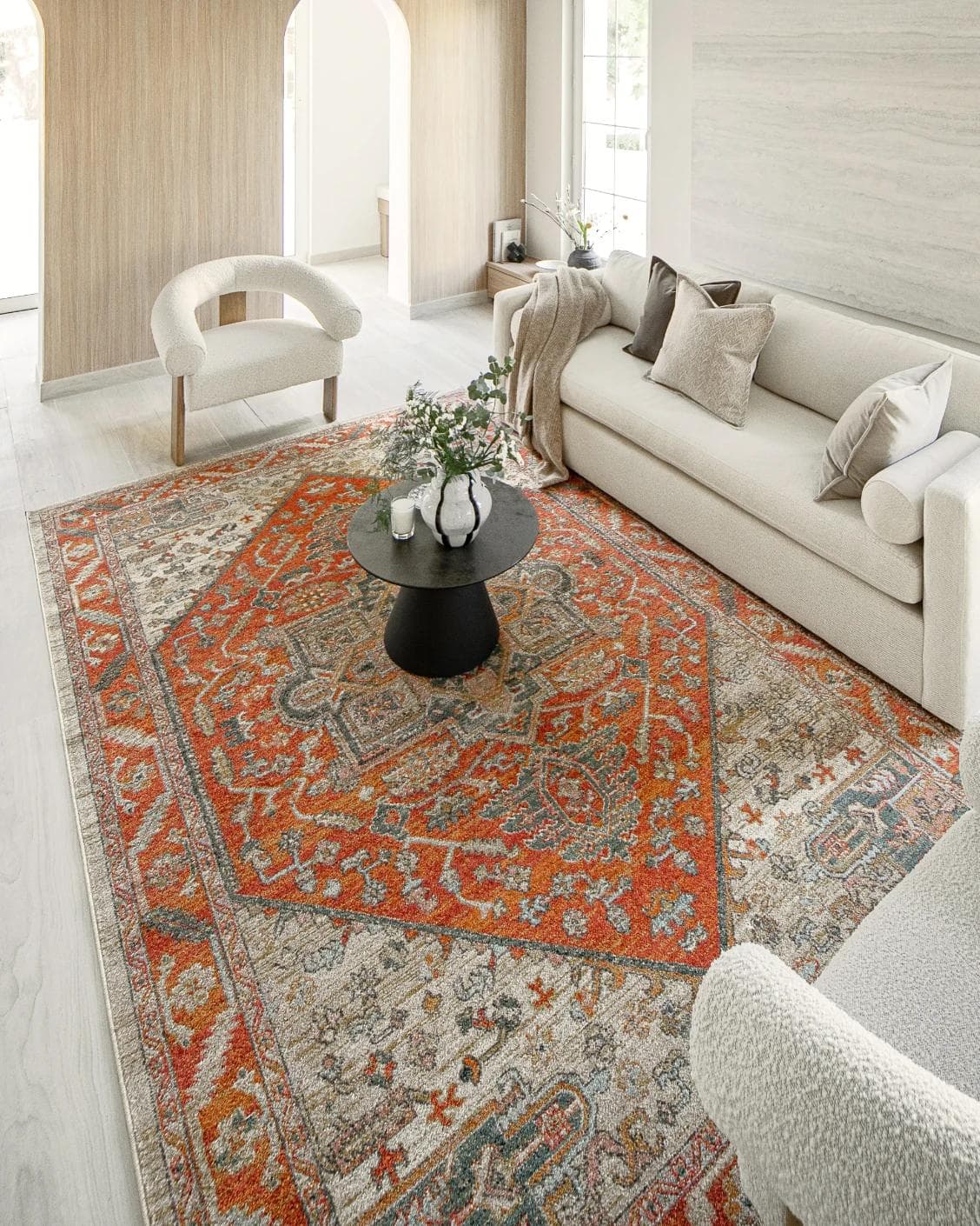 Julian Copper Runners carpet in red and beige, shown in a lifestyle right view as image 8