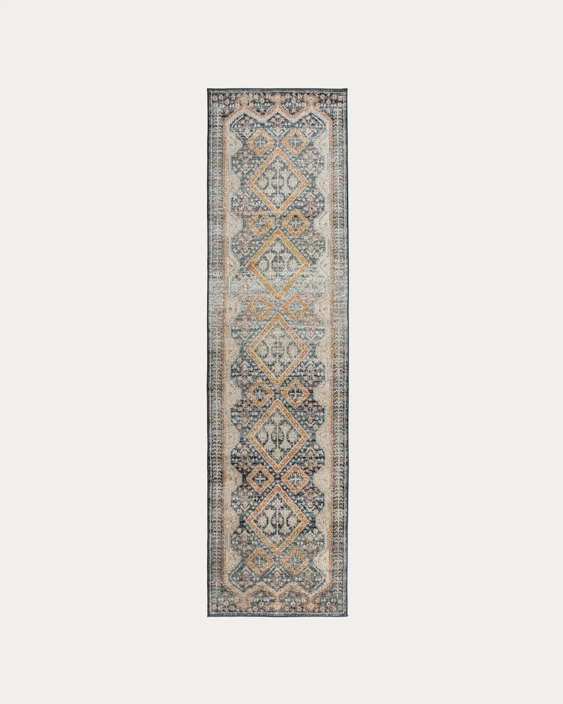 Julian Navy carpets in beige, blue and multicolour, shown in a product top view as image 1