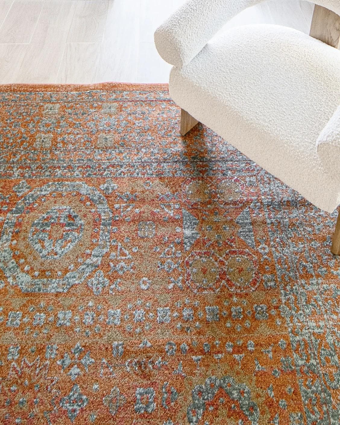 Julian Rust Runners carpet in orange, shown in a lifestyle top view as image 8