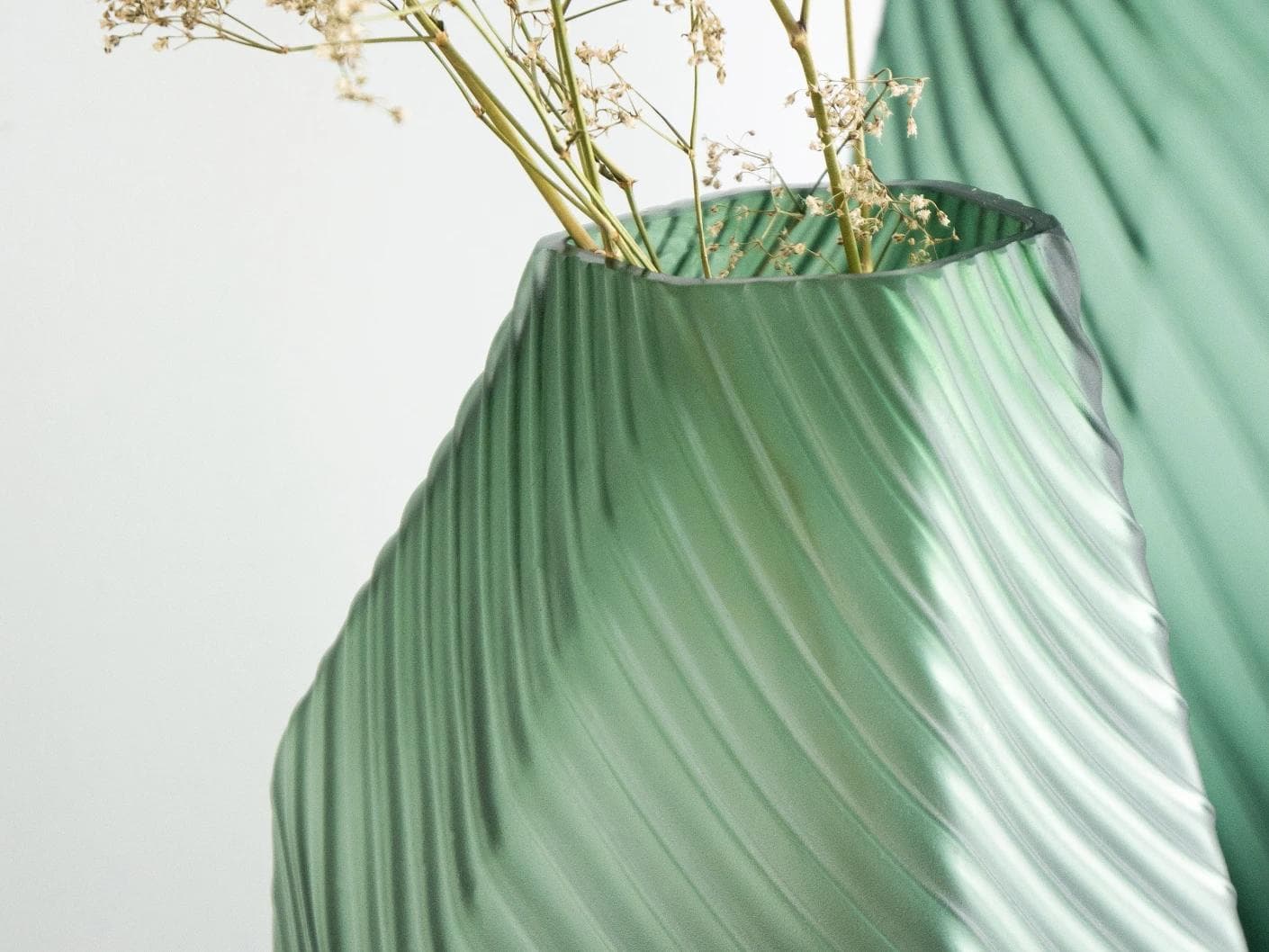 Keira Bundle vases in green, shown in a lifestyle close-up as image 4