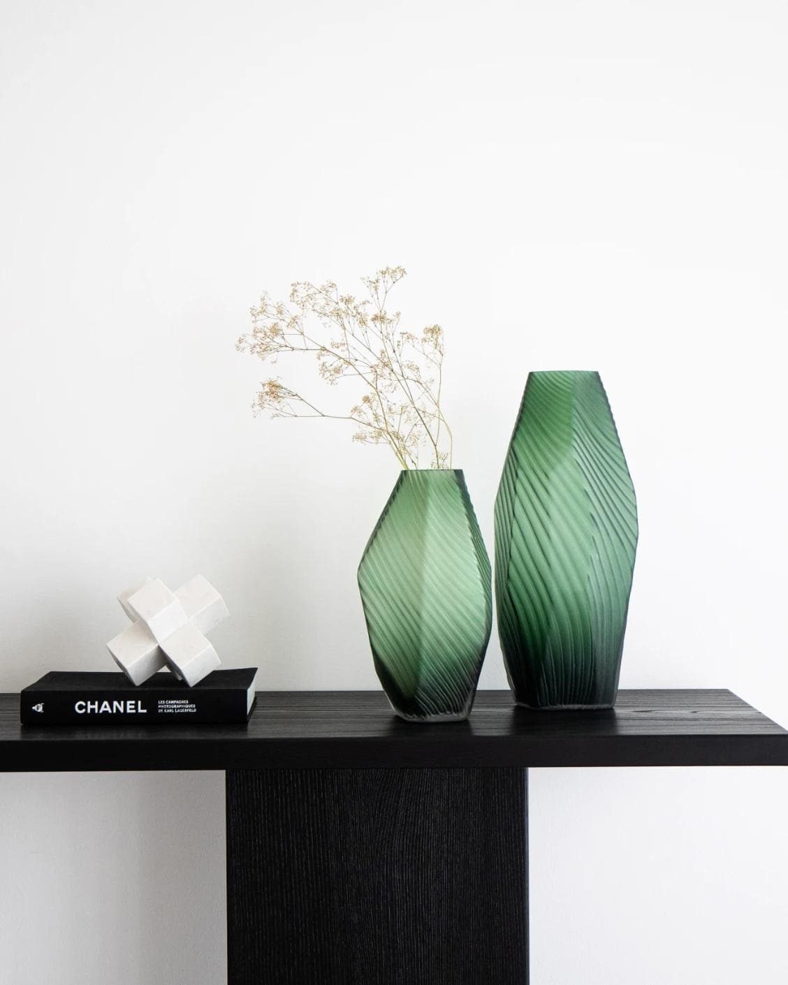 Keira Bundle vases in green, shown in a lifestyle front view as image 5