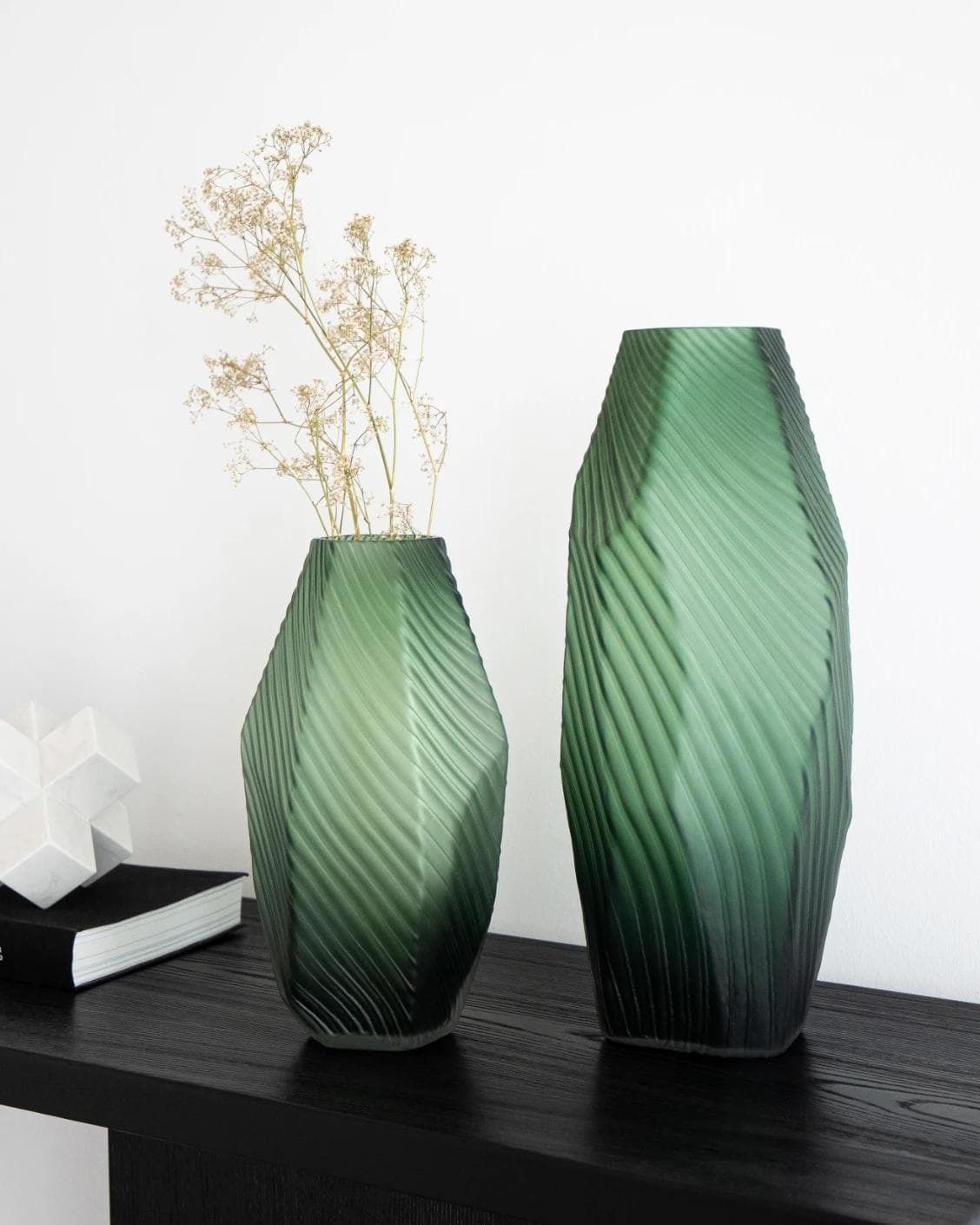 Keira Bundle vases in green, shown in a lifestyle right view as image 8