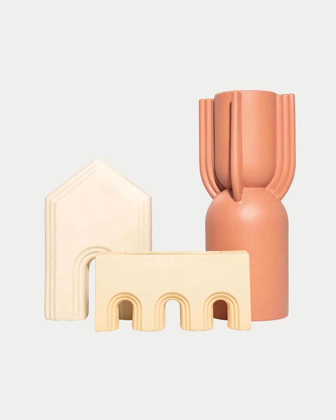 Klara Arneson vases in beige and orange, shown in a product front view as image 1
