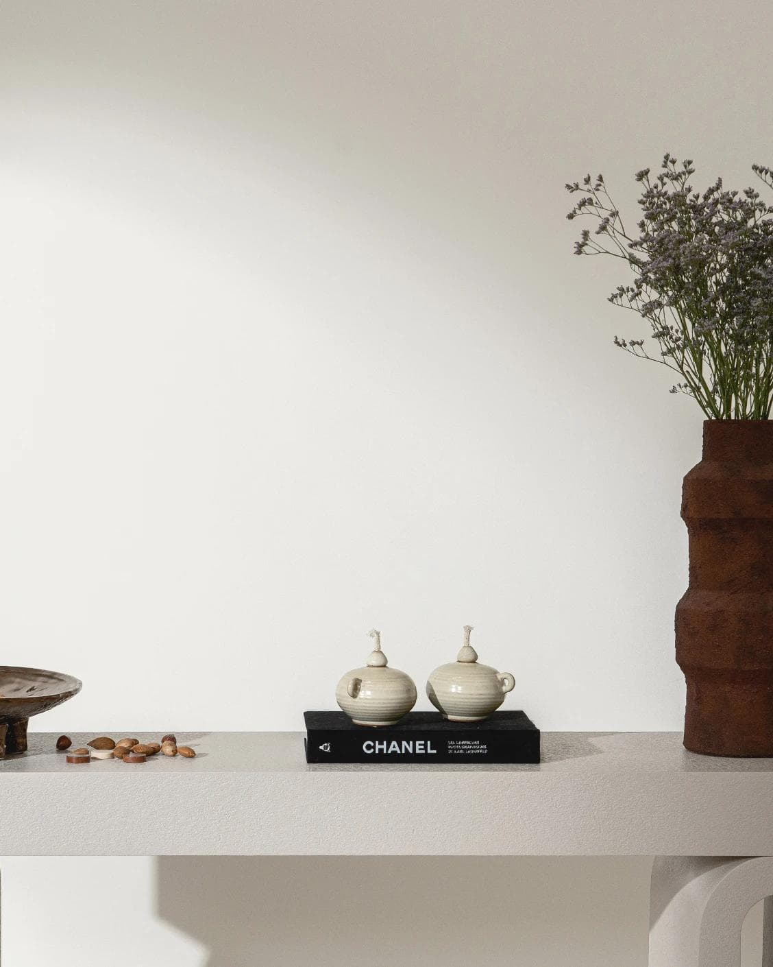 Layal Terra Bundle candle holders in soft ivory and ivory, shown in a lifestyle front view as image 4