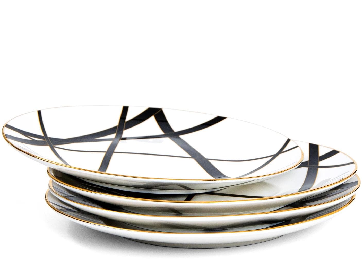 Leanna Viktoria plates in white, black and gold, shown in a product front view as image 10