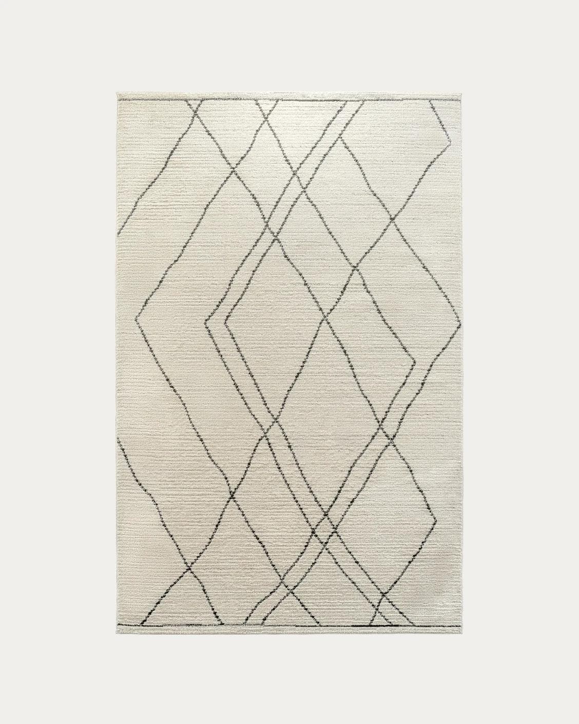 Leila Bianca carpets in beige and charcoal, shown in a product top view as image 1