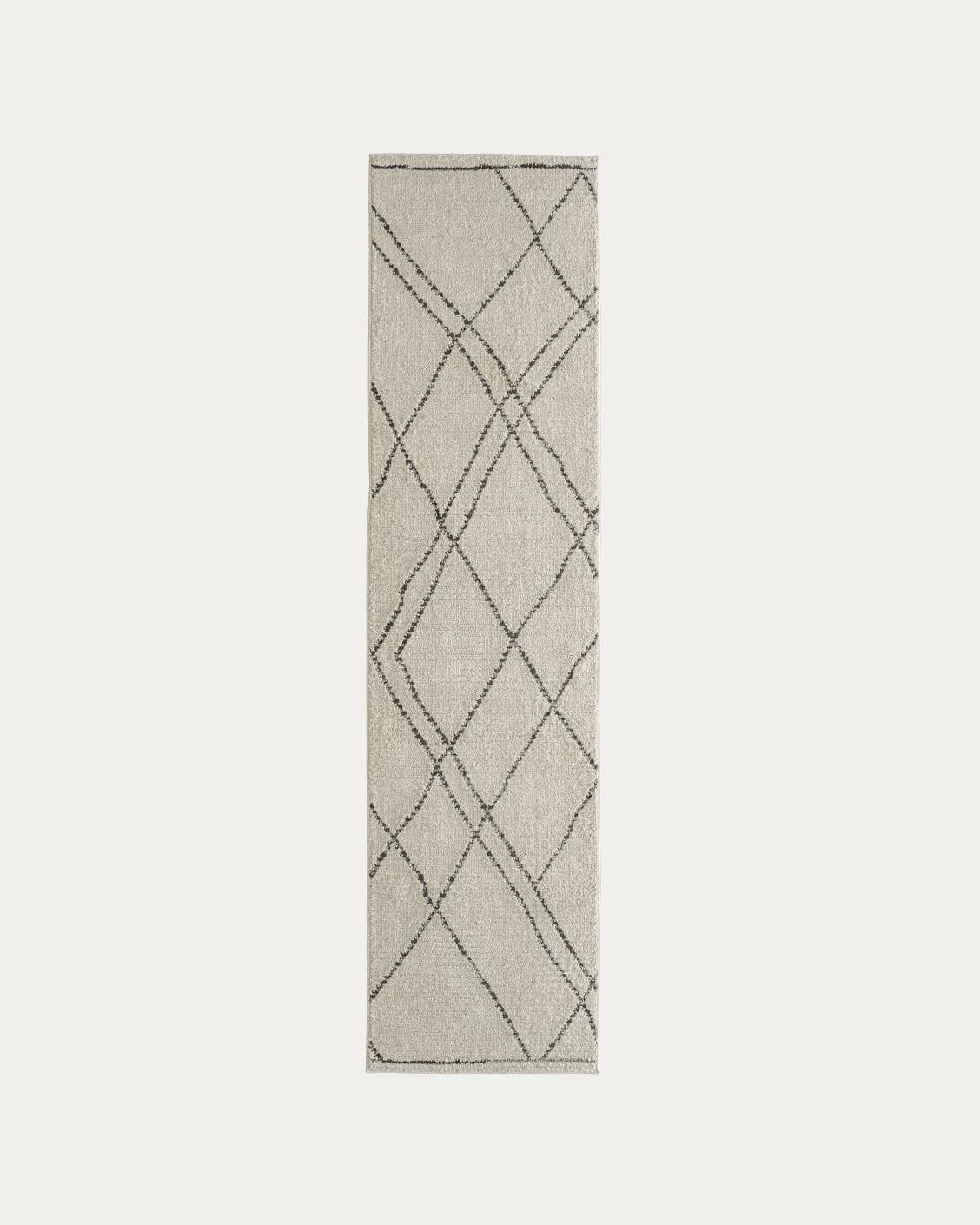 Leila Bianca carpets in beige and charcoal, shown in a product top view as image 1