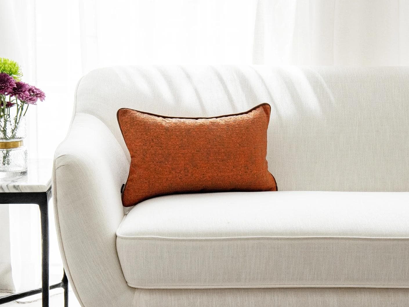 Linda Tangelo cushion in orange, shown in a product front view as image 5