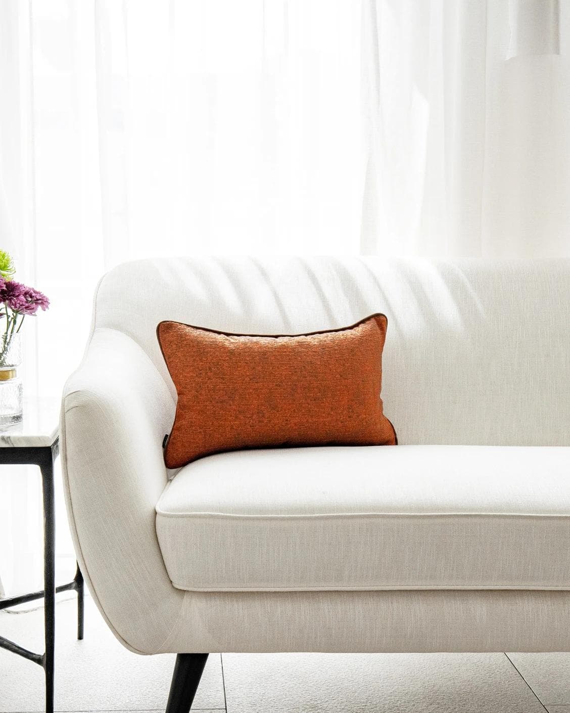 Linda Tangelo cushion in orange, shown in a product front view as image 5