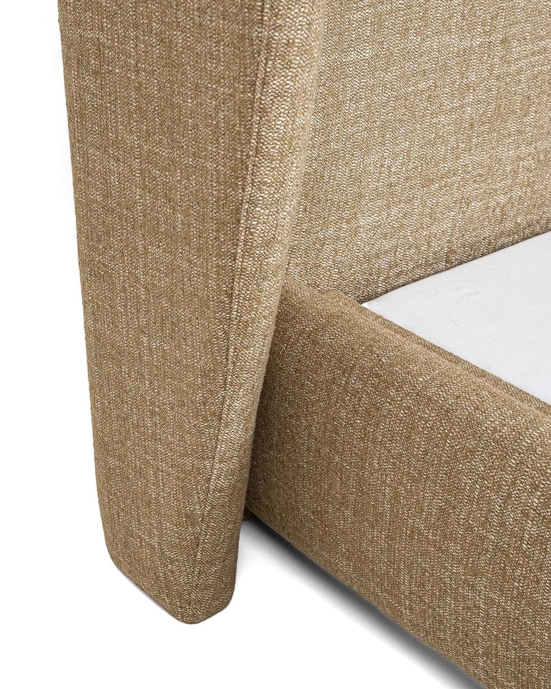 Livia Ochre Brown bed frame in ochre brown, shown in a product close-up left view as image 9