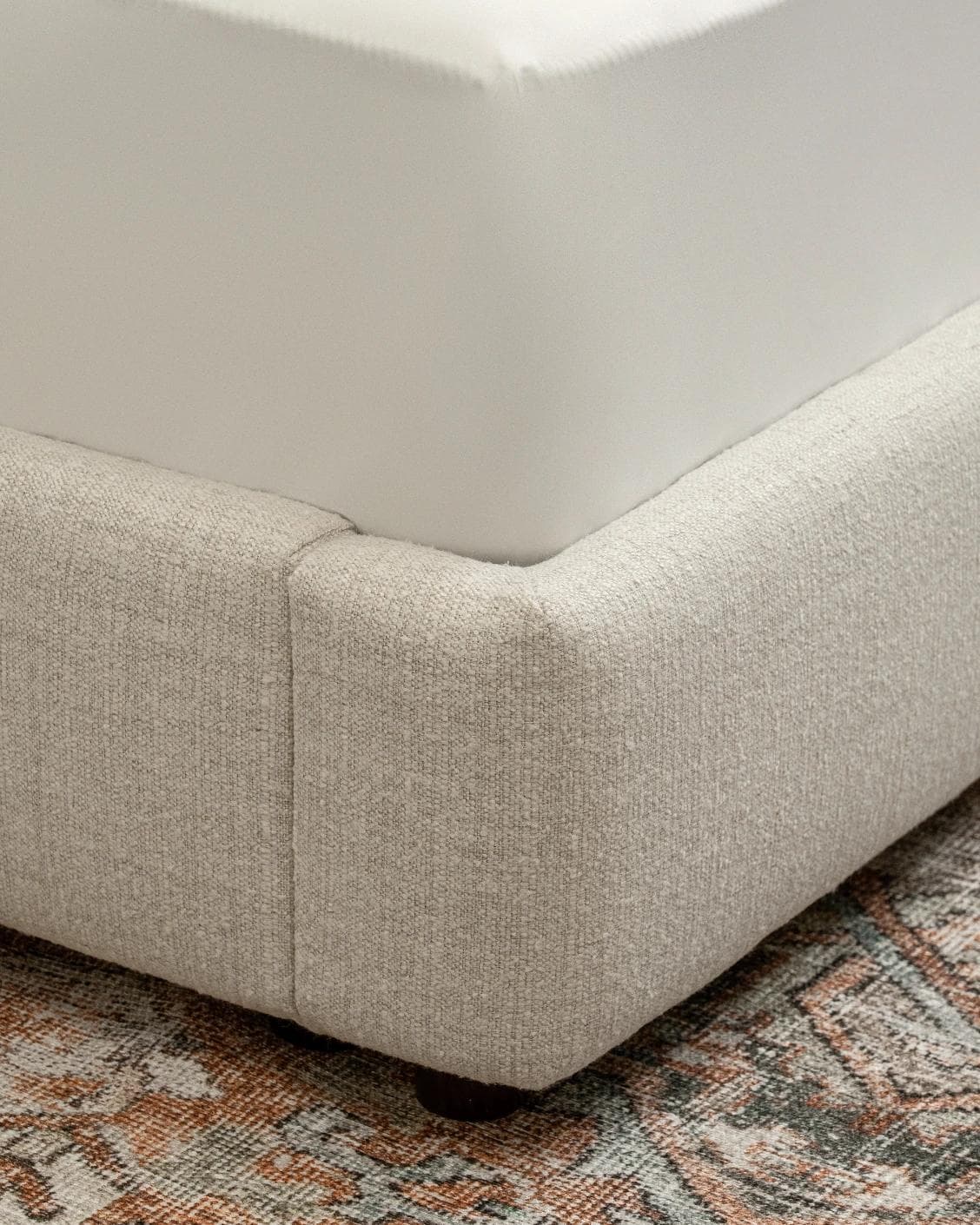 Livia Soft Off-White bed frame in off white, shown in a lifestyle close-up as image 4