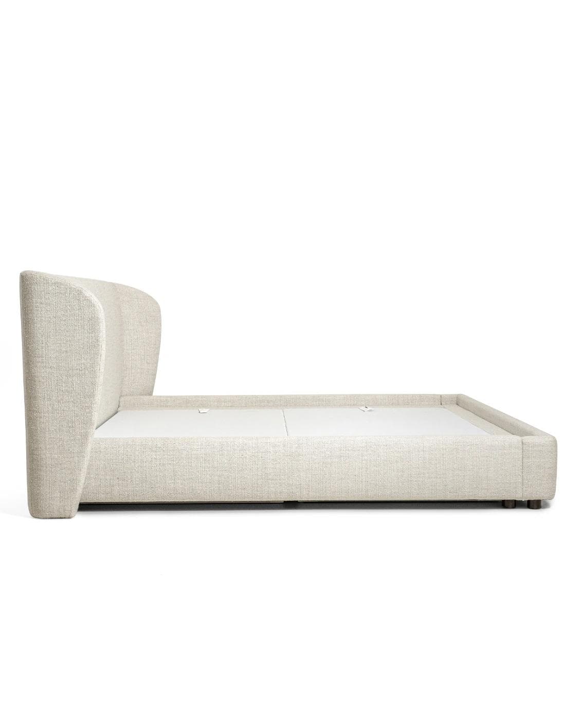Livia Soft Off-White bed frame in off white, shown in a lifestyle left view as image 5
