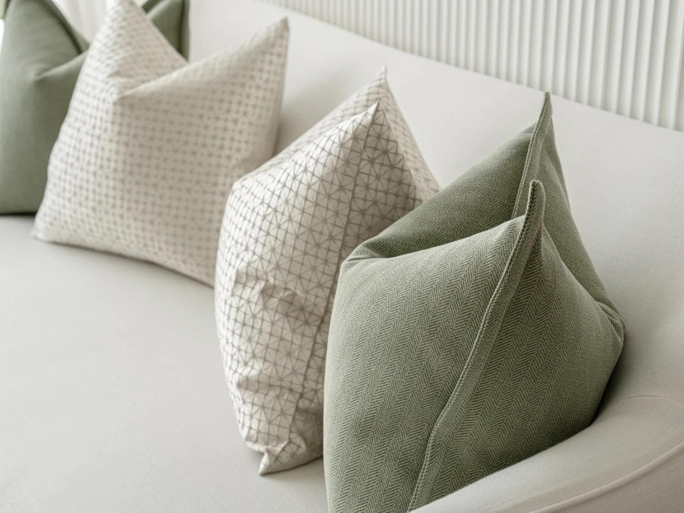 Lloyd Bundle cushion in silver, white and green, shown in a product right view as image 7