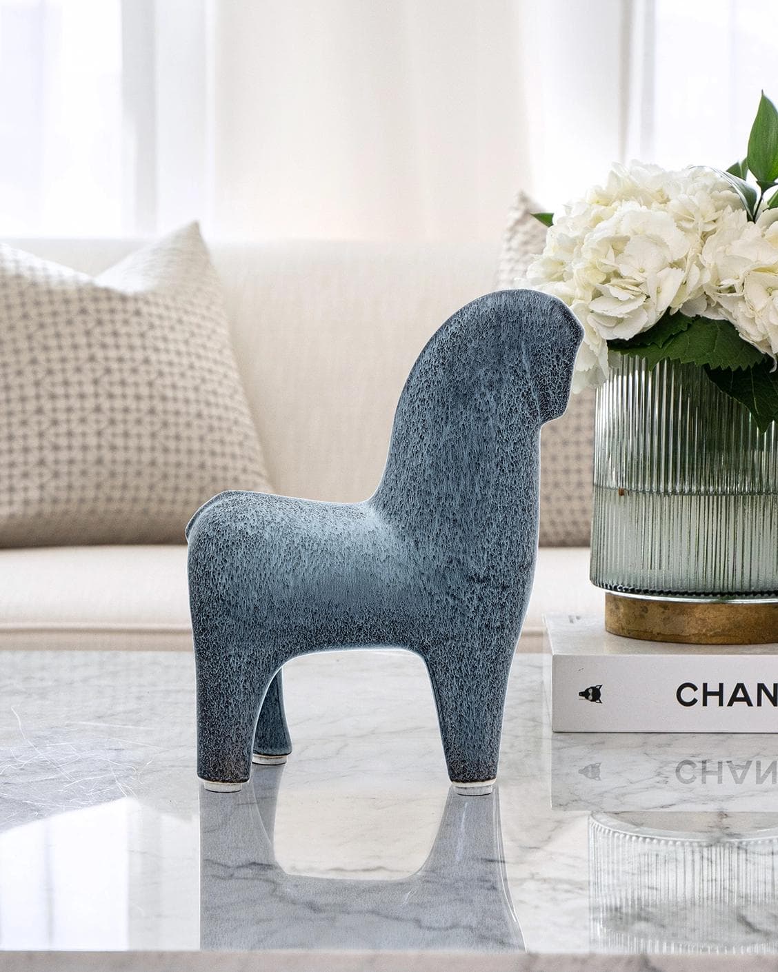 London Arneson I statues and sculptures in blue, shown in a lifestyle front view as image 5