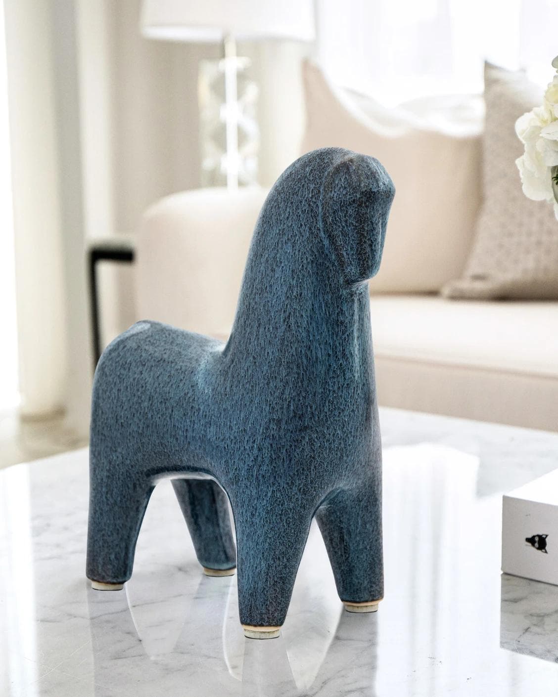 London Arneson I statues and sculptures in blue, shown in a lifestyle left view as image 2