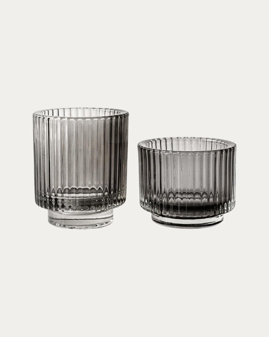Loucille Storms candle holders in grey, shown in a product front view as image 1