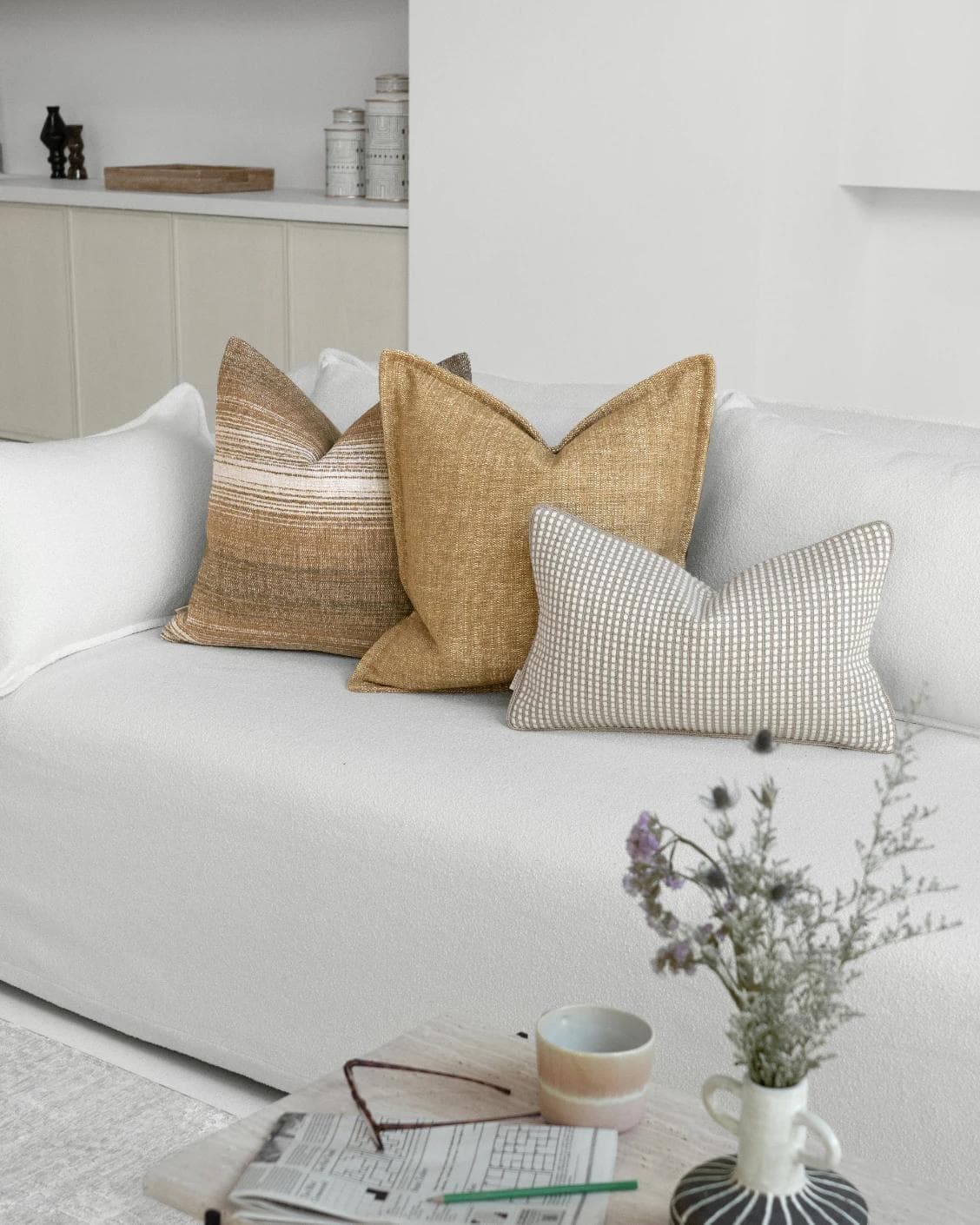 Lyra Bundle cushion, shown in a lifestyle front view as image video image