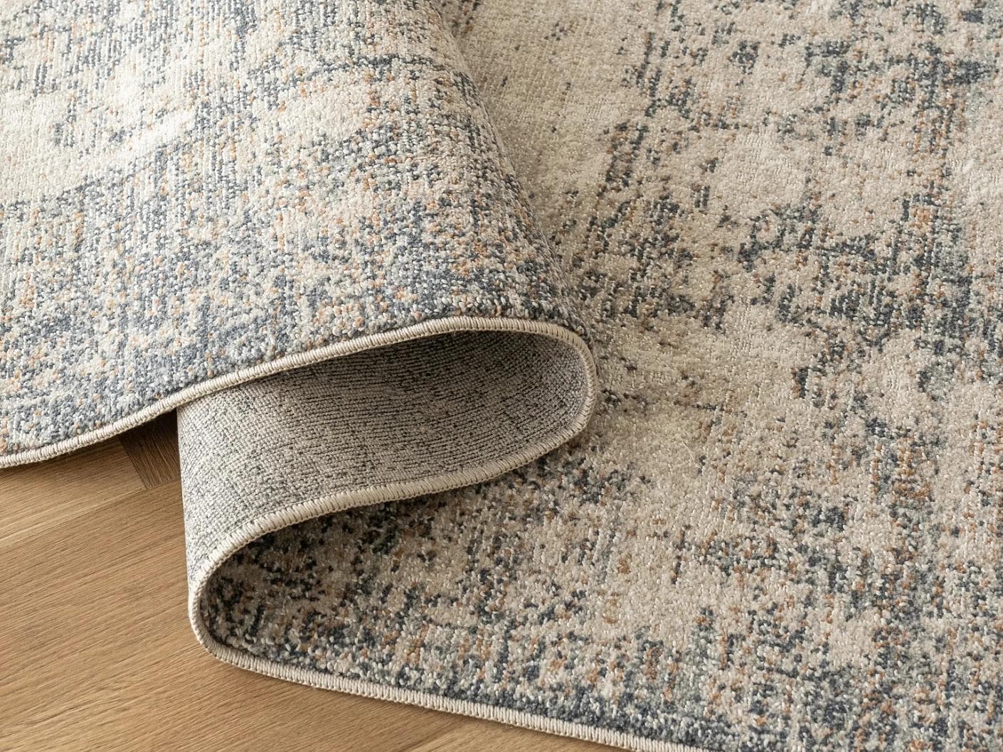 Marco Azure carpets in azure, cream, grey and beige, shown in a product close-up as image 1
