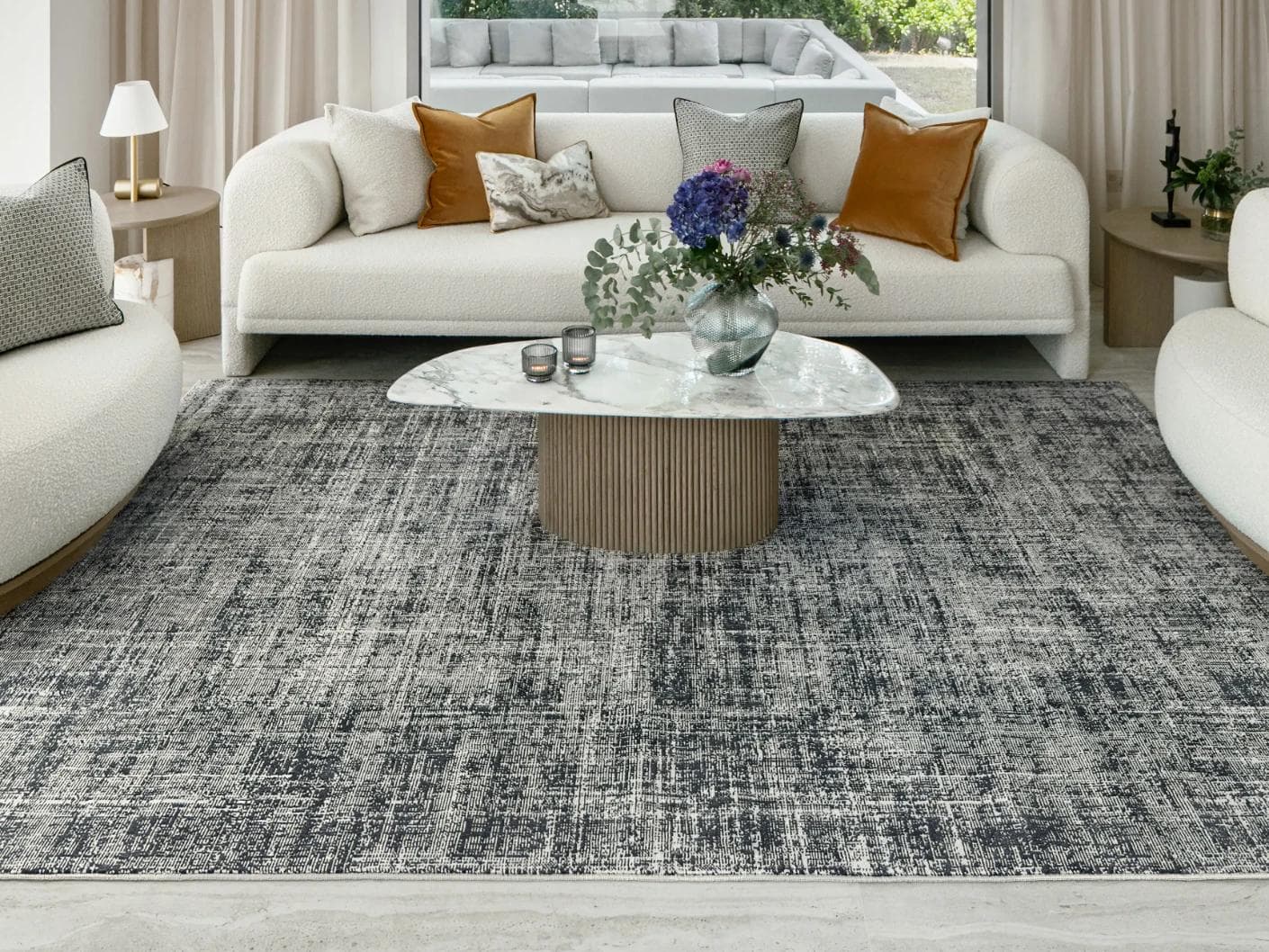 Marco Sky carpets in blue, shown in a lifestyle front view as image 2