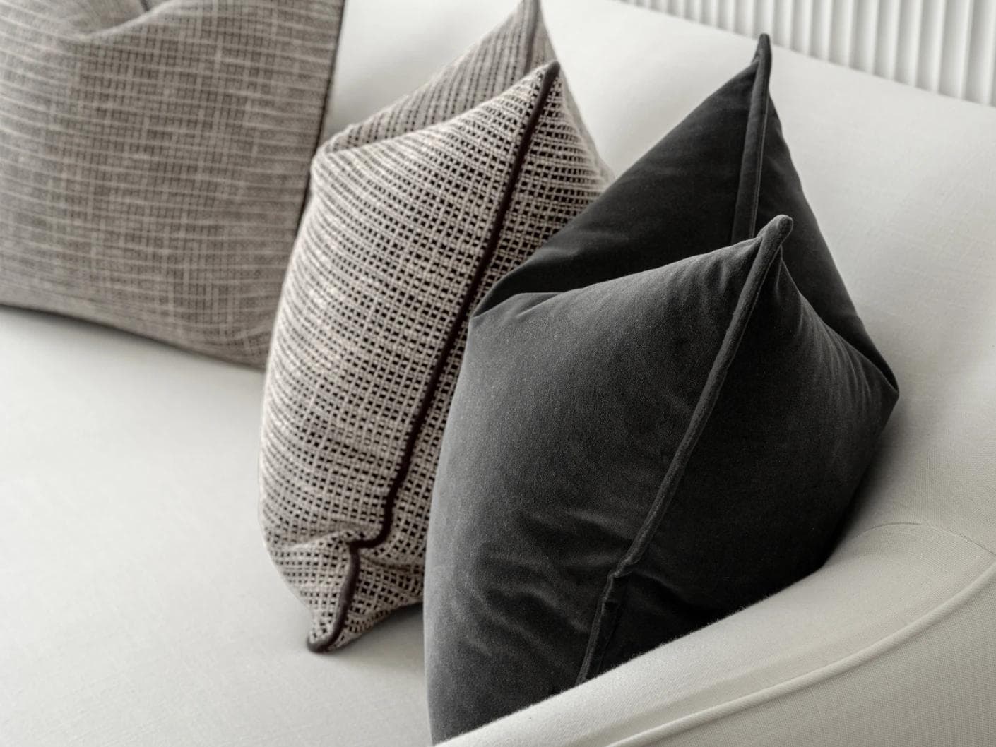 Martina Bundle cushion in grey and black, shown in a product right view as image 7