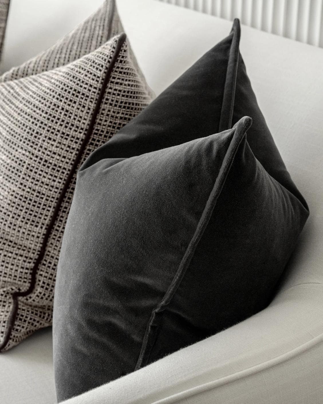 Martina Bundle cushion in grey and black, shown in a product right view as image 7