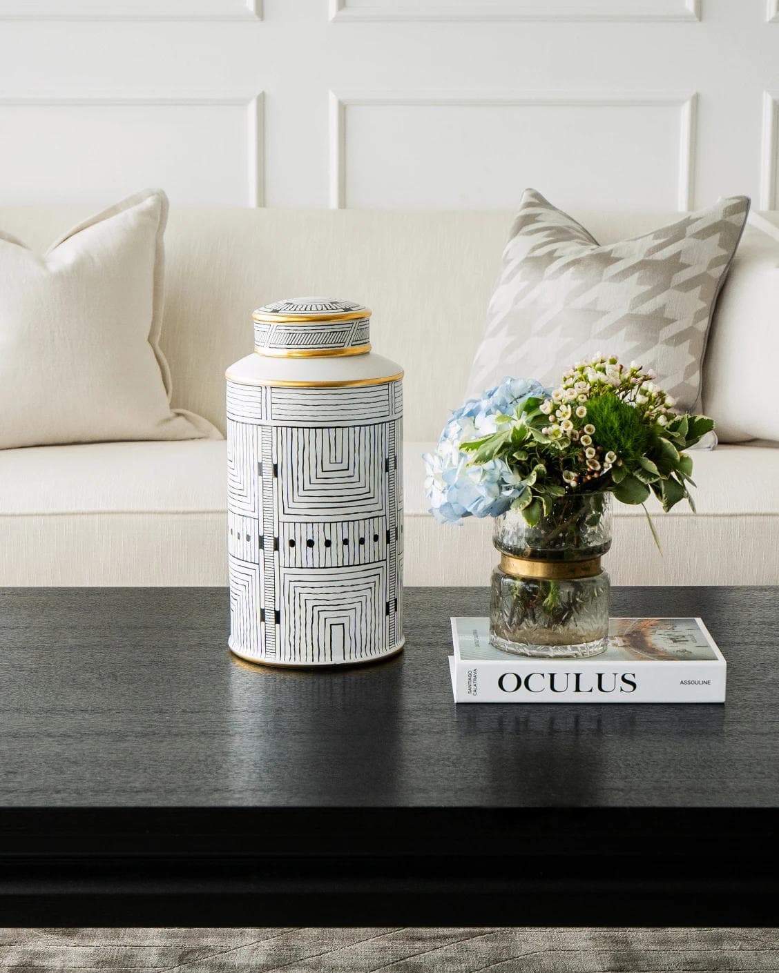 Maze Arneson canisters in black and white, shown in a lifestyle front view as image 9