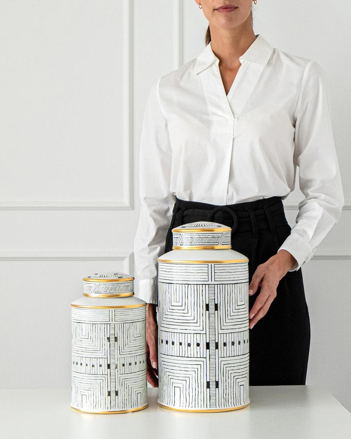 Maze Bundle canisters in black and white, shown in a product front view as image 8