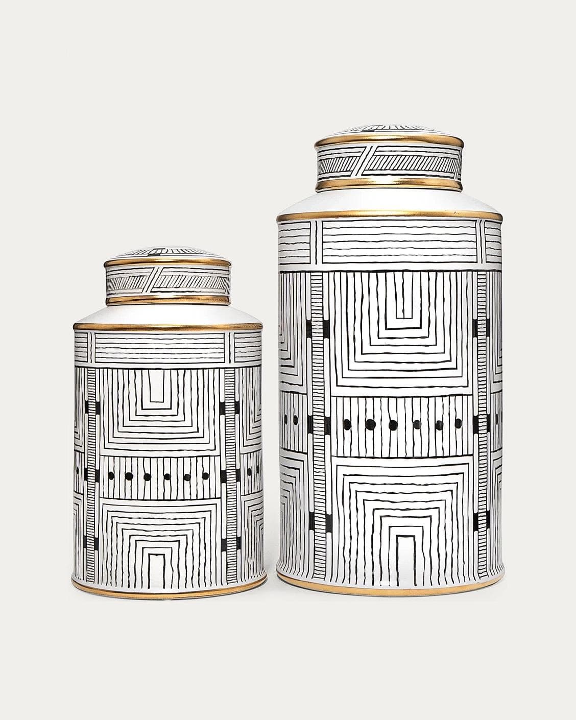Maze Bundle vases in black and white, shown in a product front view as image 1