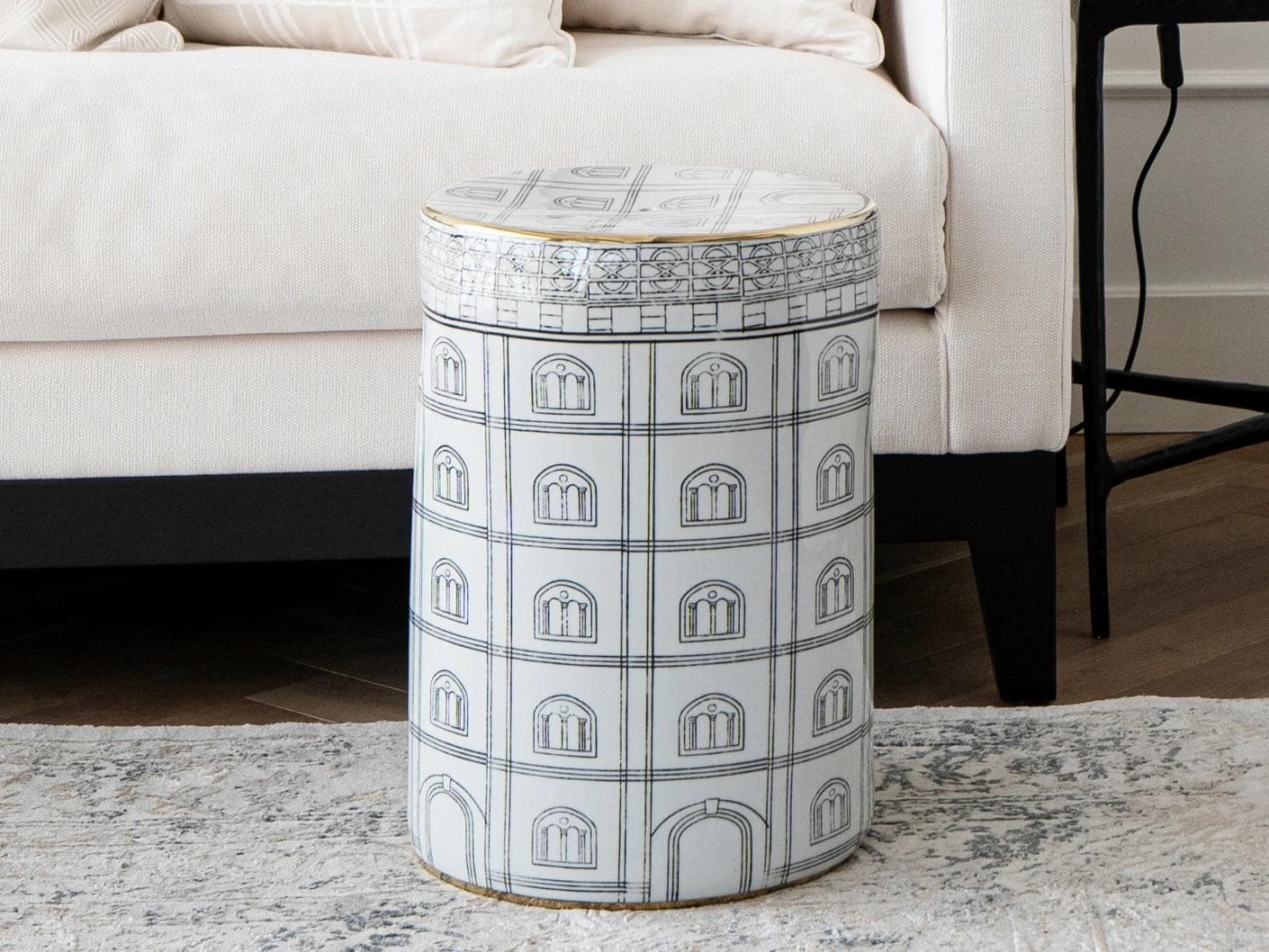 Mia Jacobsen II stools in black and white, shown in a lifestyle front view as image 7