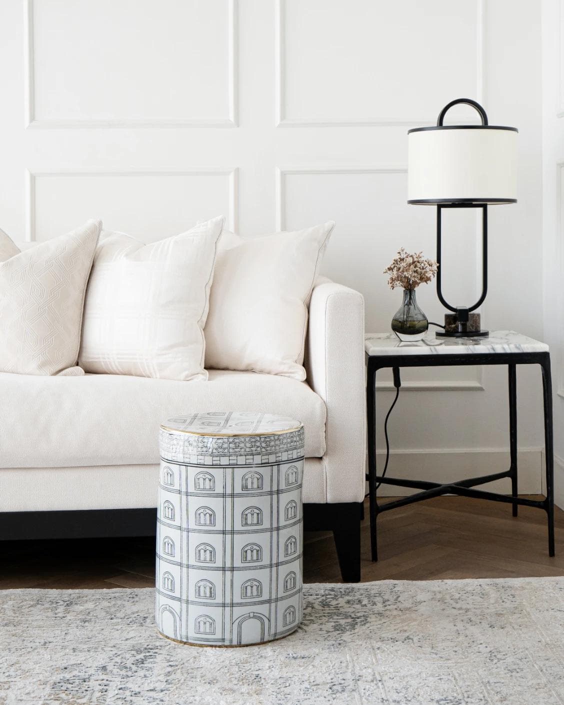 Mia Jacobsen II stools in black and white, shown in a lifestyle front view as image 7