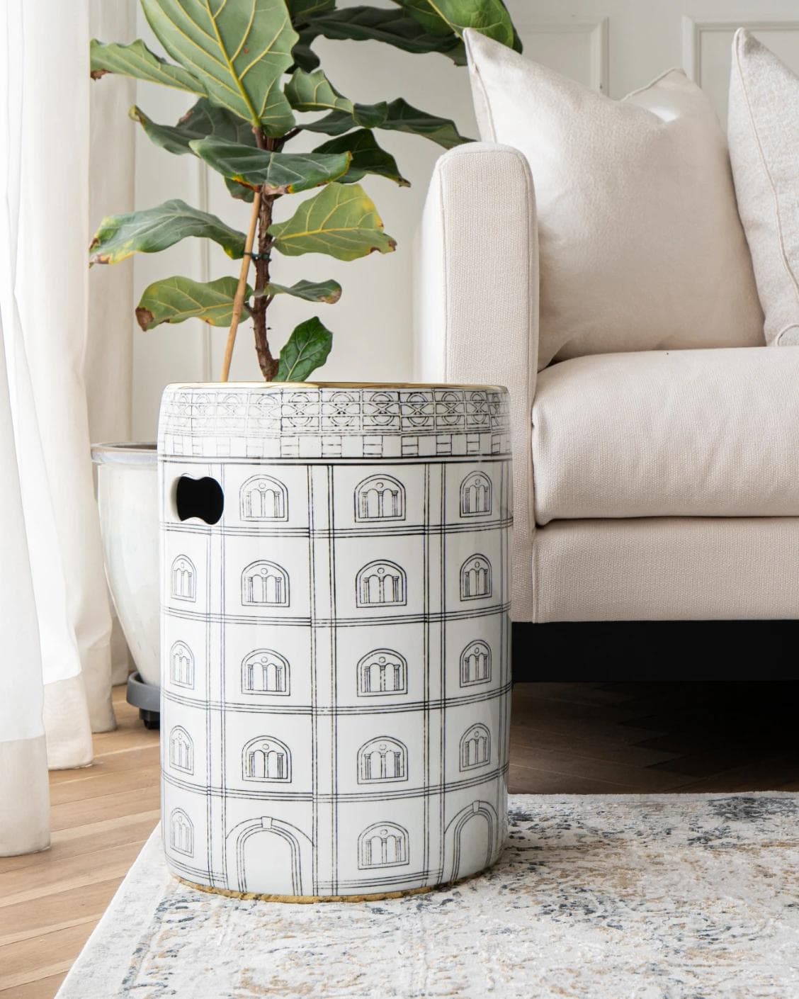 Mia Jacobsen II stools in black and white, shown in a lifestyle left view as image 12