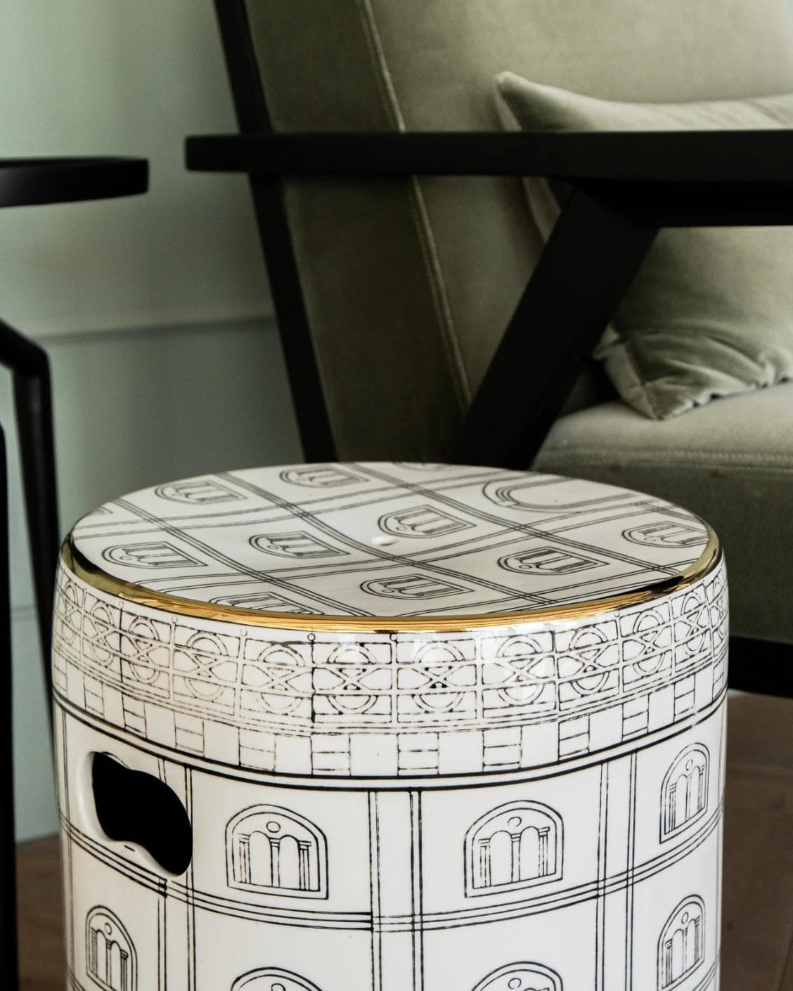Mia Jacobsen II stools in black and white, shown in a lifestyle left view as image 13