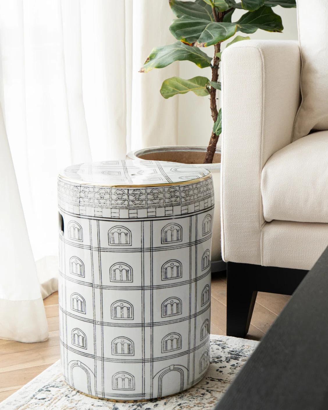 Mia Jacobsen II stools in black and white, shown in a lifestyle right view as image 14