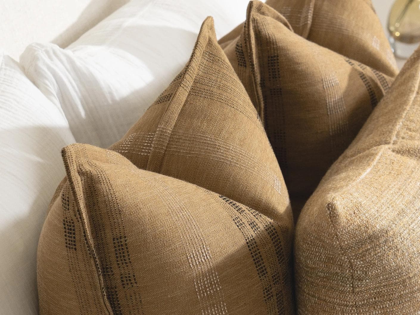 Mihi Bundle bundle - indoor in ochre and cream, shown in a lifestyle close-up as image 1