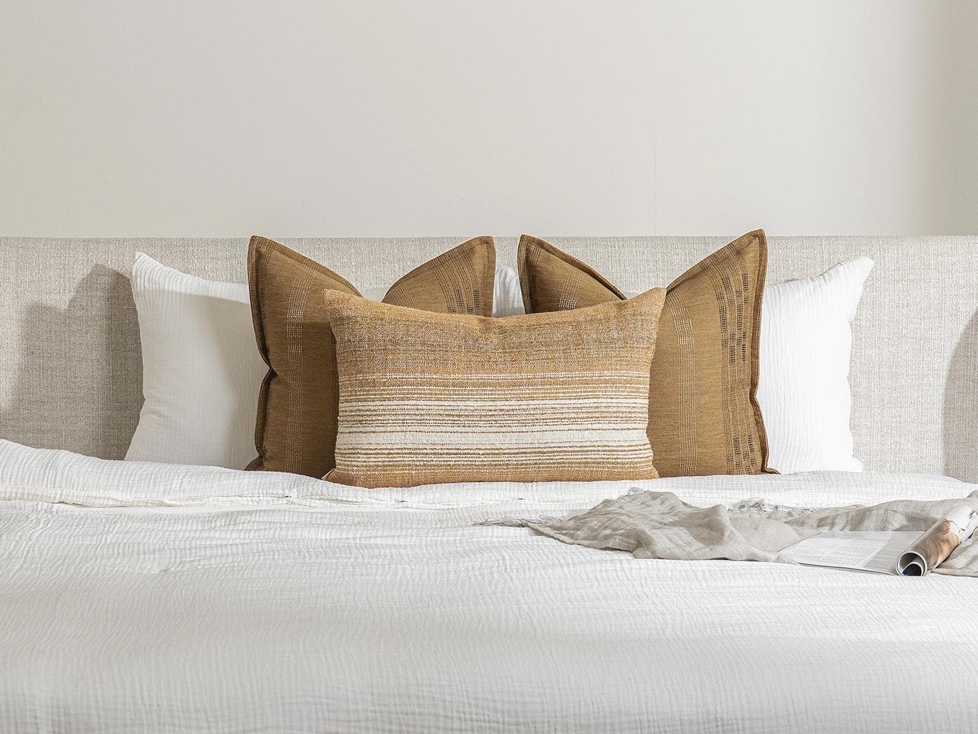 Mihi Bundle bundle - indoor in ochre and cream, shown in a lifestyle front view as image 3