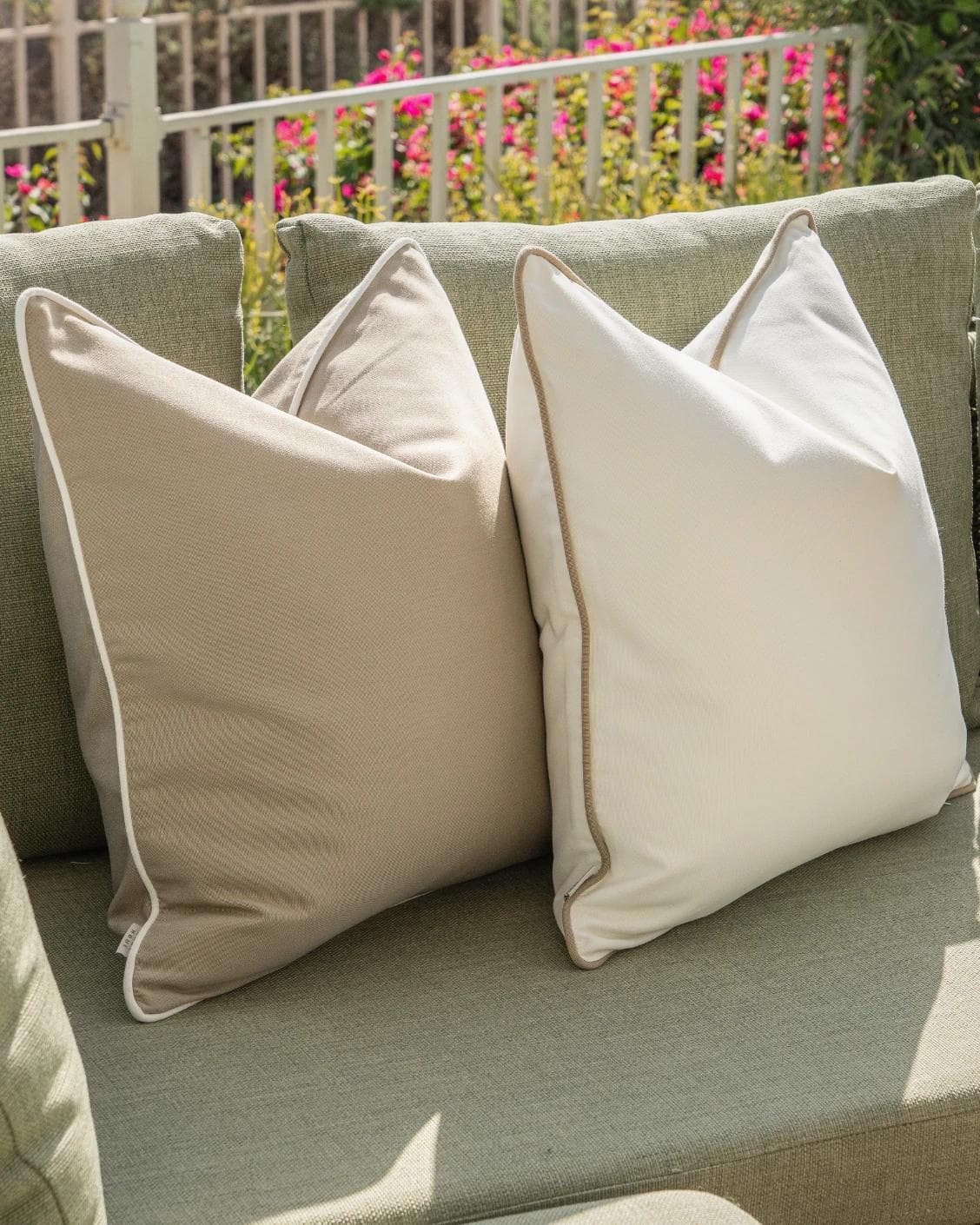 Miko Bundle cushion in brown, ivory and beige, shown in a lifestyle left view as image 6