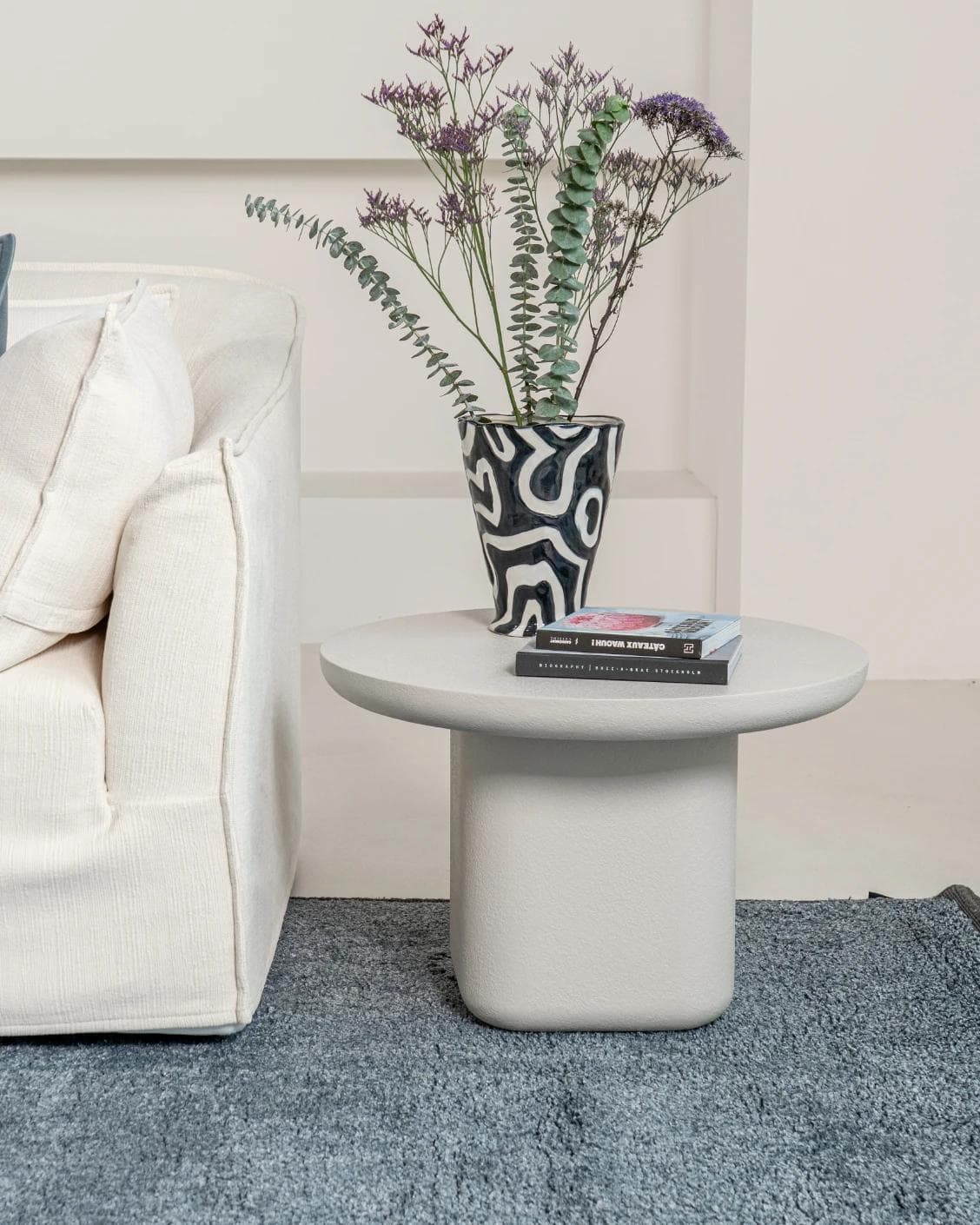 Modena Set Of 3 coffee table in soft ivory and stone, shown in a lifestyle front view as image 4