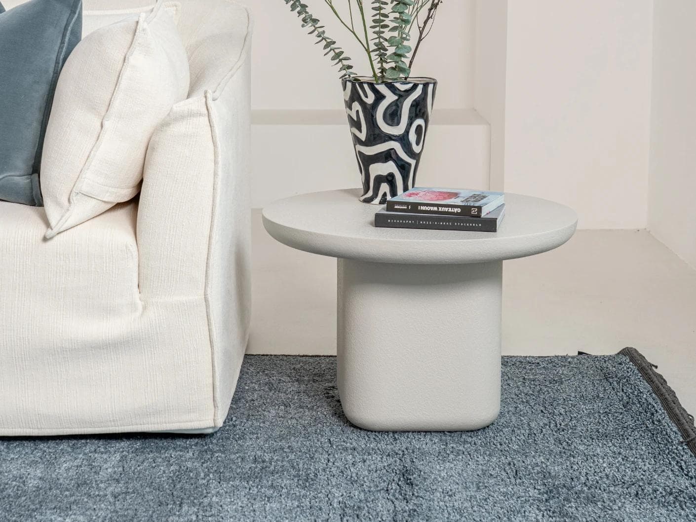 Modena Set Of 3 coffee table in soft ivory and stone, shown in a lifestyle front view as image 4
