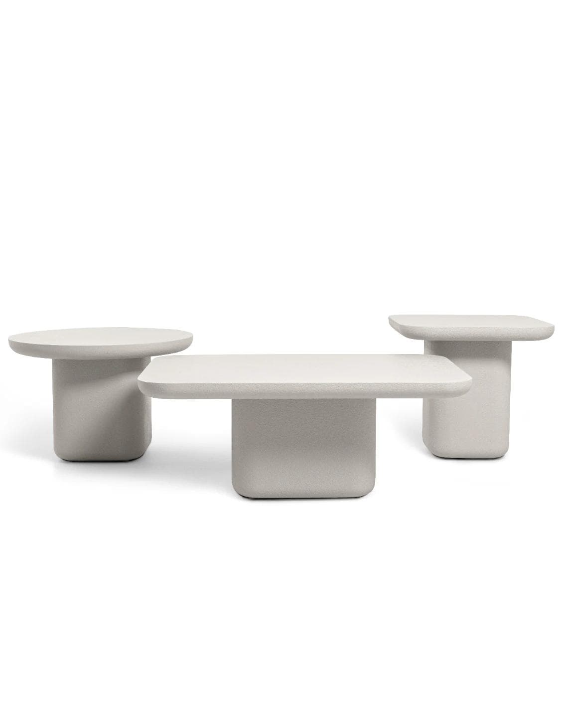 Modena Set Of 3 coffee table in soft ivory and stone, shown in a lifestyle front view as image 5