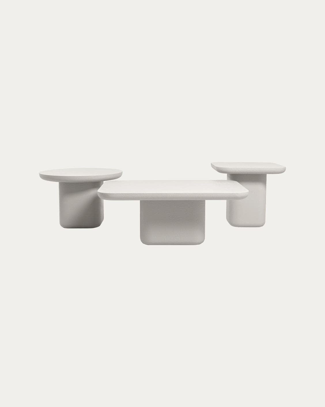Modena Set Of 3 coffee table in soft ivory and stone, shown in a product front view as image 1