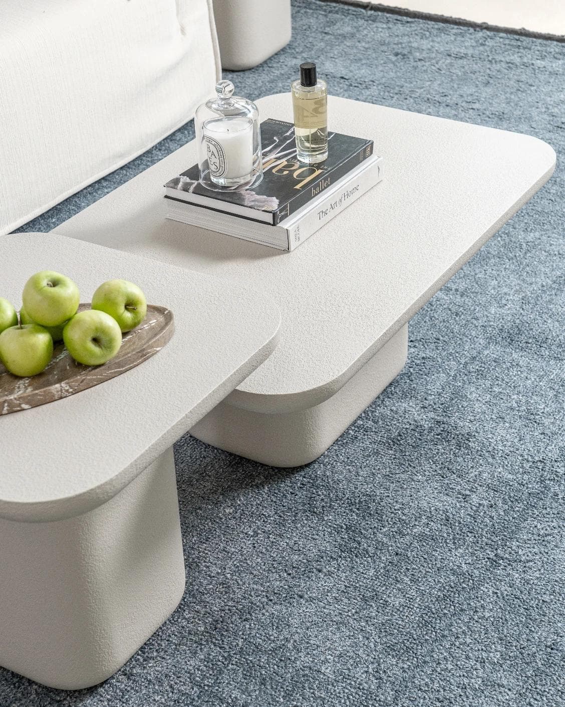 Modena Set Of 2 coffee table in soft ivory and stone, shown in a lifestyle top view as image 6