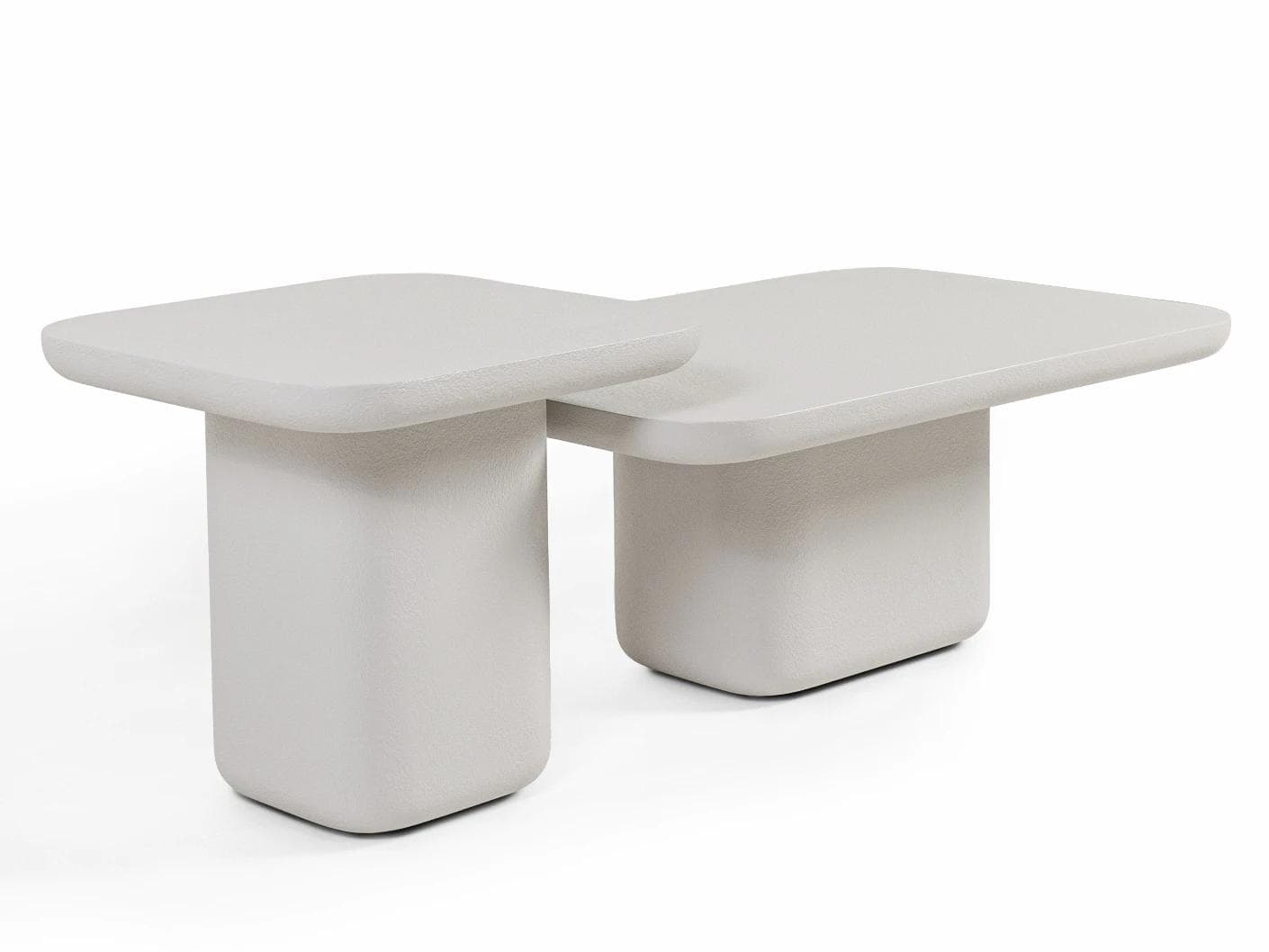 Modena Set Of 2 coffee table in soft ivory and stone, shown in a product left view as image 1