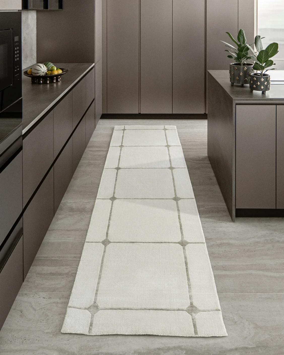 Noon Sadaf Runners carpet in beige, shown in a lifestyle front view