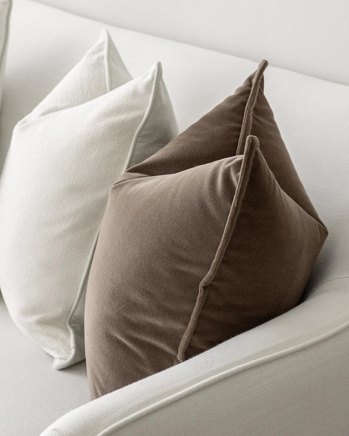 Oliver Bundle cushion in brown, white and silver, shown in a product right view as image 7