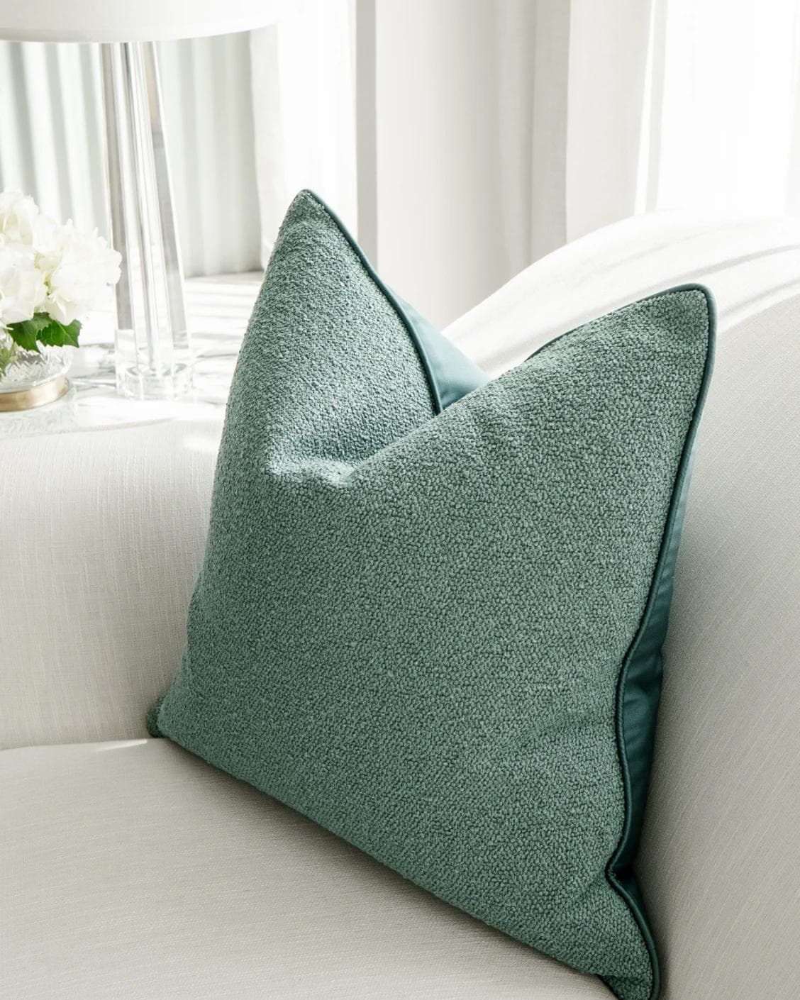 Oliver Sage cushion in green, shown in a product right view as image 8