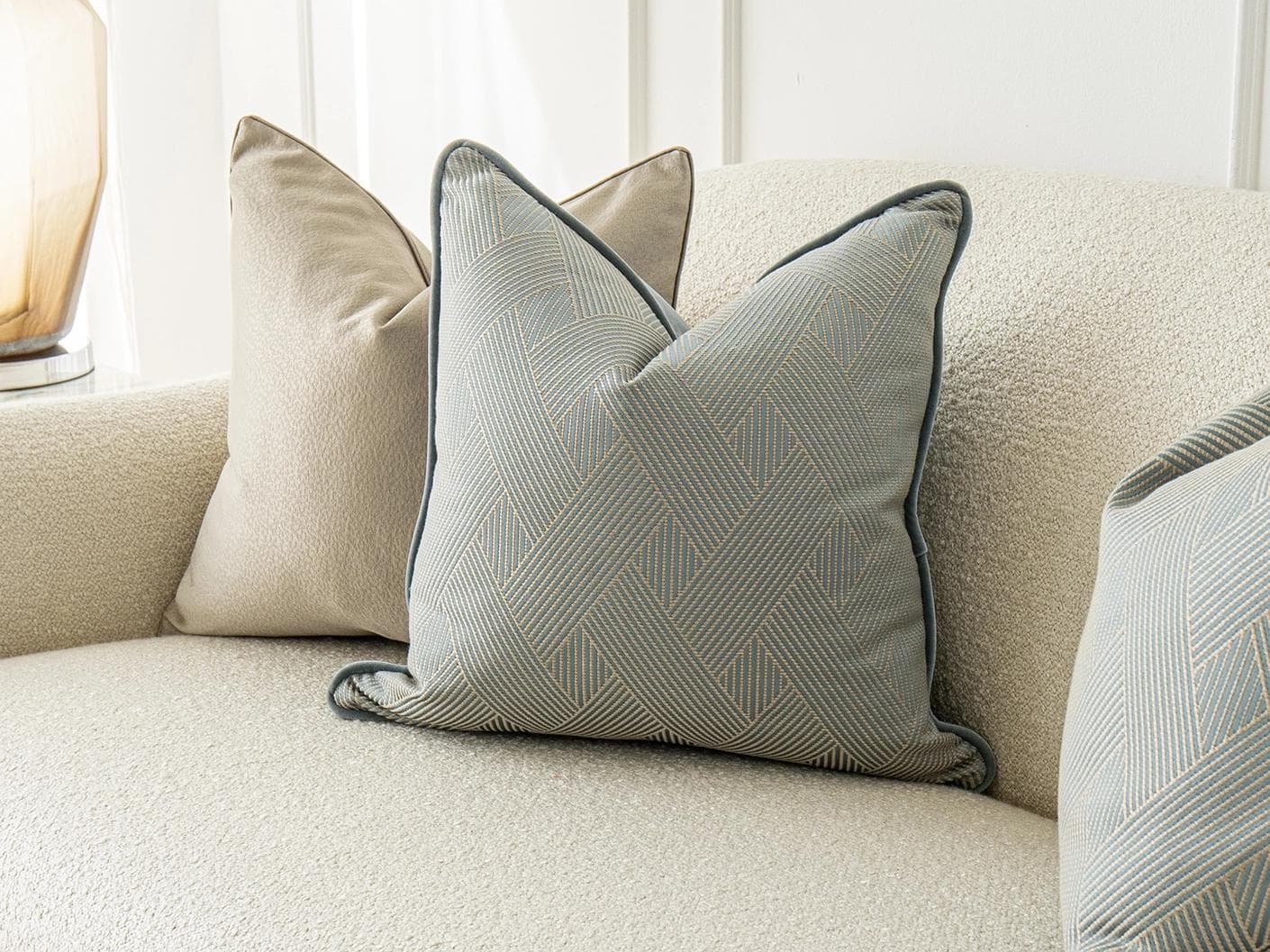 Juno Bundle bundle - indoor in gold, beige and blue, shown in a lifestyle right view as image 3