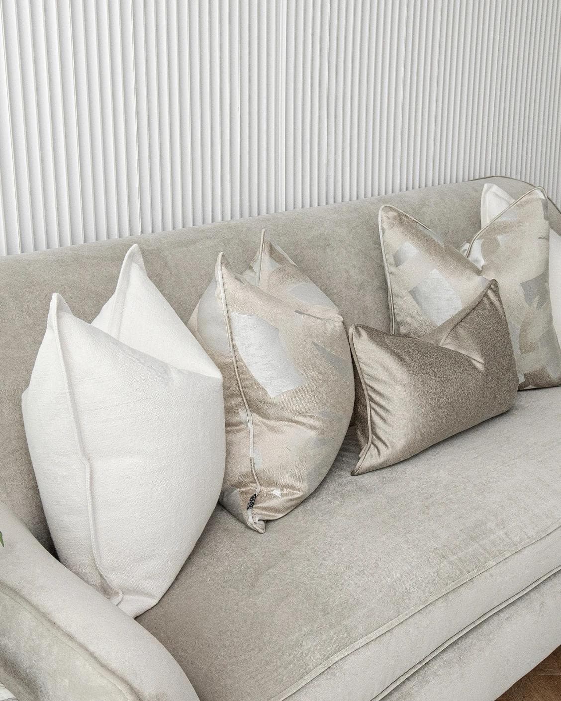 Harry Bundle cushion in gold, beige, silver and white, shown in a product left view as image 6