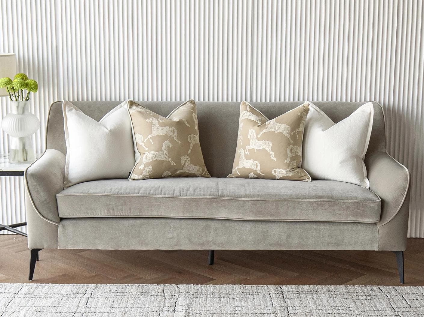 Michael Bundle cushion in white and beige, shown in a lifestyle front view as image 4